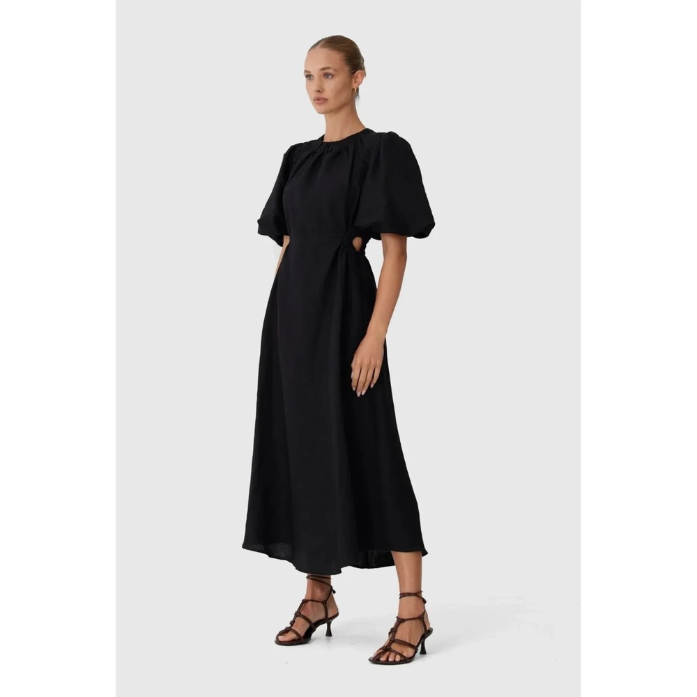 C/MEO‎ Collective Now And Forever Dress in Black Midi Women's Size 4 US
